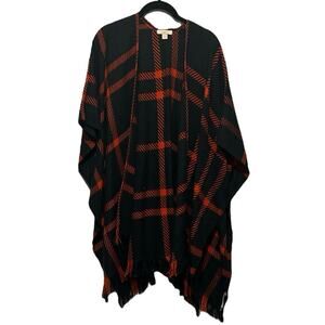 Loft Navy and Red Oversized Poncho Cardigan Fringe xs/s